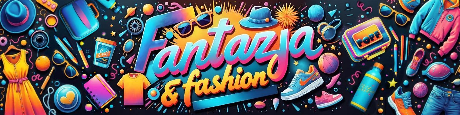 Fantazja i moda - kolorowe akcesoria, ubrania i dodatki otoczone gwiazdami i kreskami.